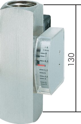 Exemplary representation: Viscosity-compensated flow monitor with flow meter, 1.4571