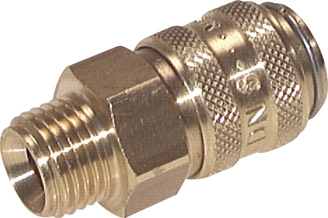 Exemplary representation: Coupling socket, straight male thread, brass, short