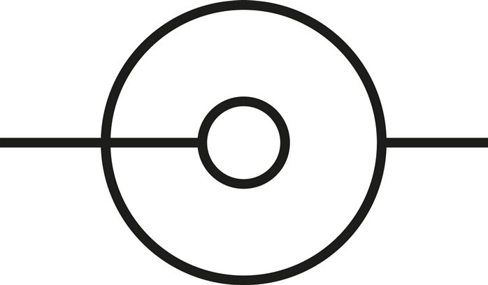 Schematic symbol: 3-way tap with L-bore, vertical